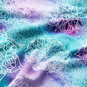 French Terry Rainbow mandalas | Glitzerpüppi – light petrol/lavender, 