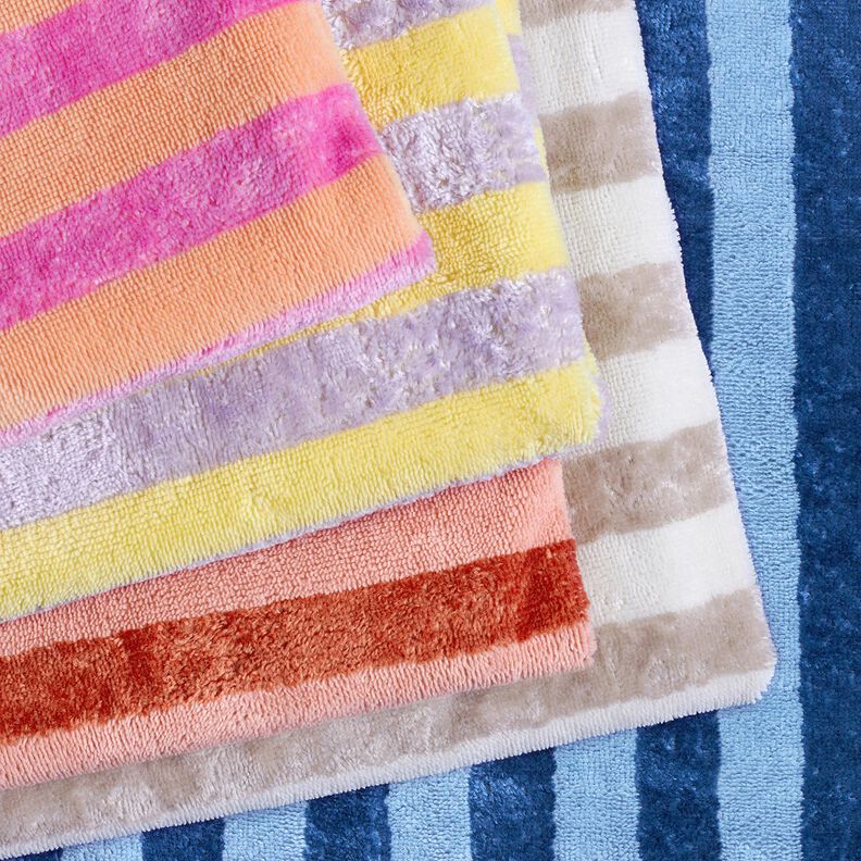 Towelling Fabric Bamboo Block Stripes – light orange/pink, image number 6