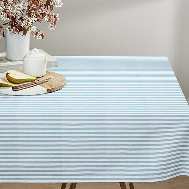 Decor Fabric Half Panama Vertical stripes – aqua blue/white,  image number 8