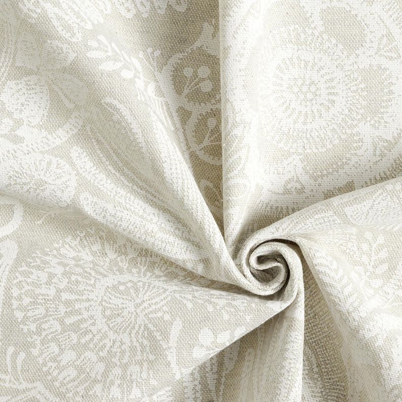 Decor Fabric Half Panama Floral Paisley – natural/white,  image number 3