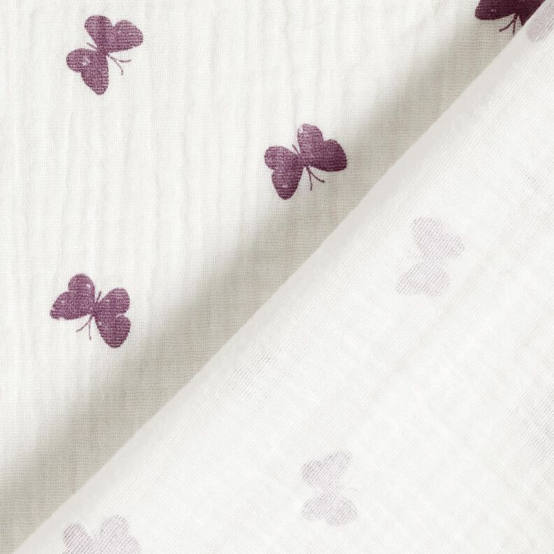Double Gauze/Muslin butterflies – ivory/red lilac,  image number 4