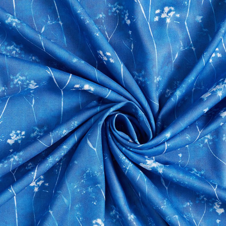 viscose fabric dandelions – royal blue/white, image number 3