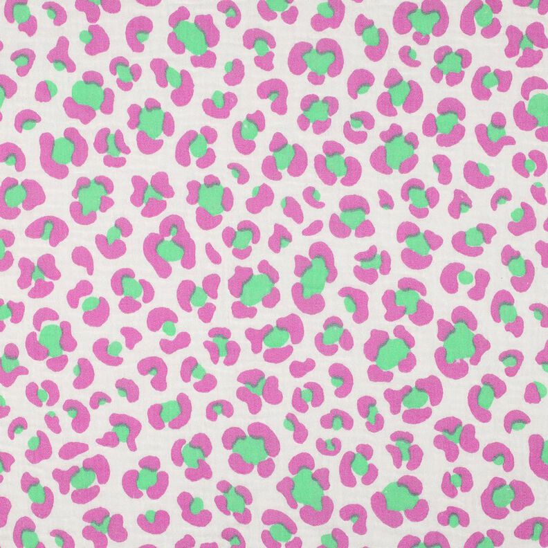 Double Gauze/Muslin colorful leopard print | Poppy Fabrics – ivory/light green,  image number 1