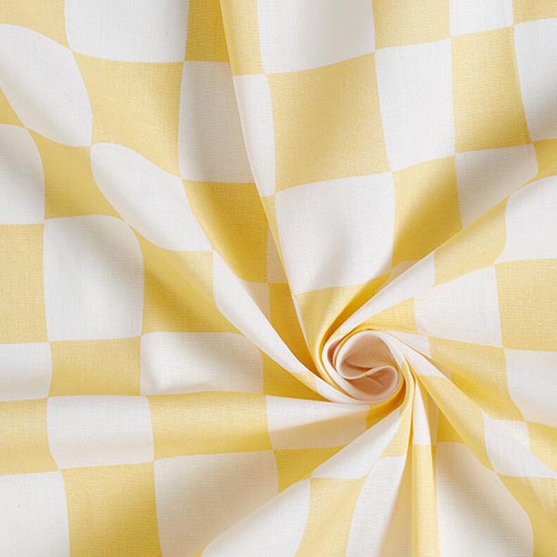 Cotton Cretonne Abstract Plaid – white/vanilla yellow, image number 3