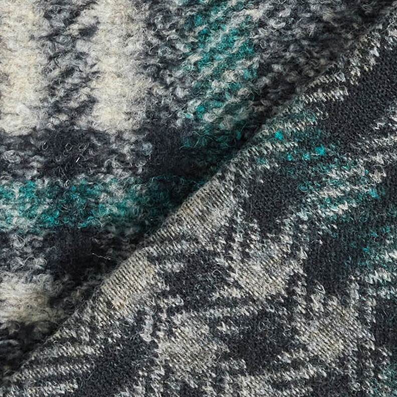 Large Check Wool Blend Knit Coating – midnight blue,  image number 4