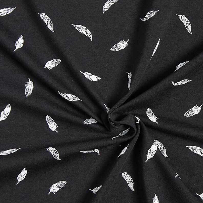 Cotton Jersey Feathers – black,  image number 3
