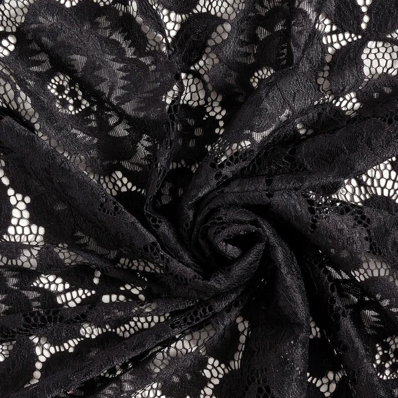 Stretch Lace Blossoms and leaves – black,  image number 4