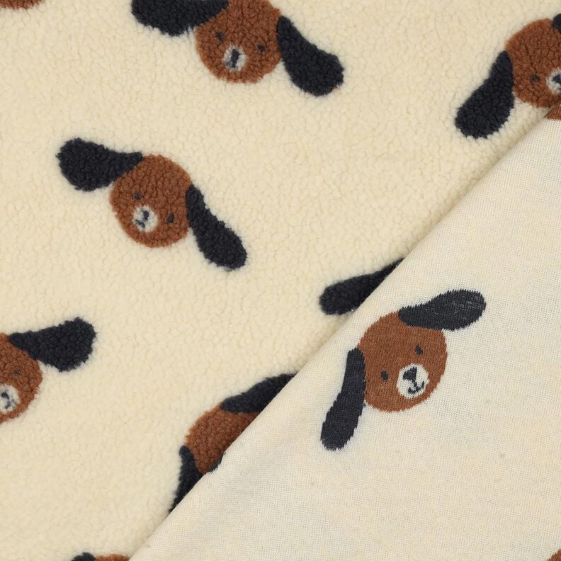 Teddy Fur Dog Heads | Poppy Fabrics – light beige/black brown,  image number 4
