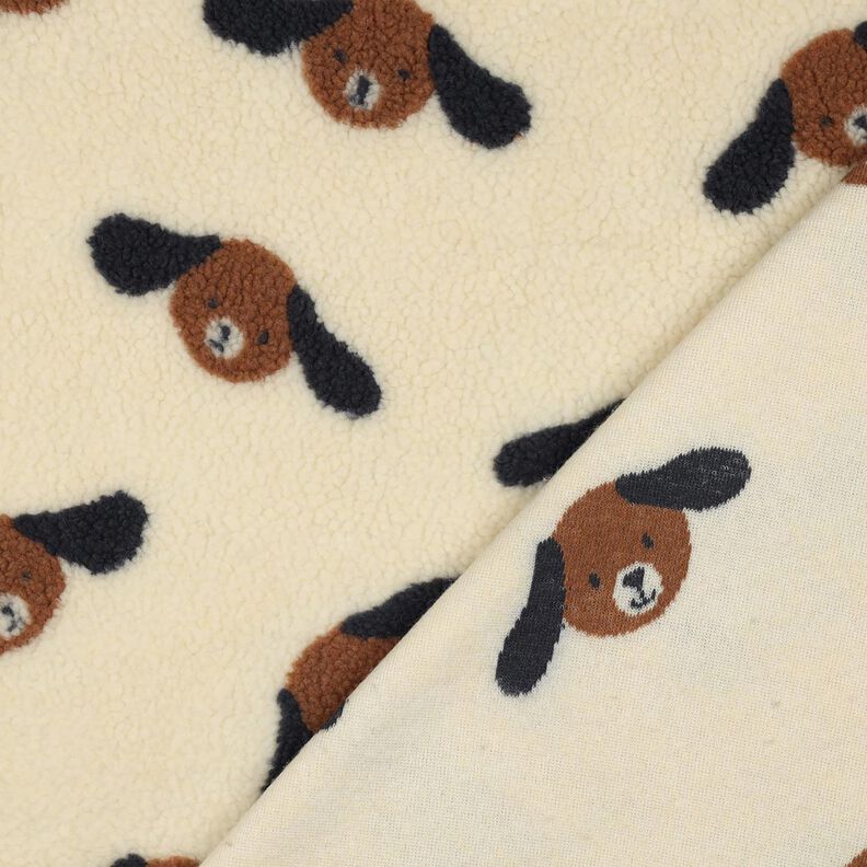 Teddy Fur Dog Heads | Poppy Fabrics – light beige/black brown, image number 4