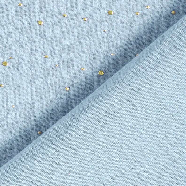 Scattered Gold Polka Dots Cotton Muslin – light blue/gold,  image number 4
