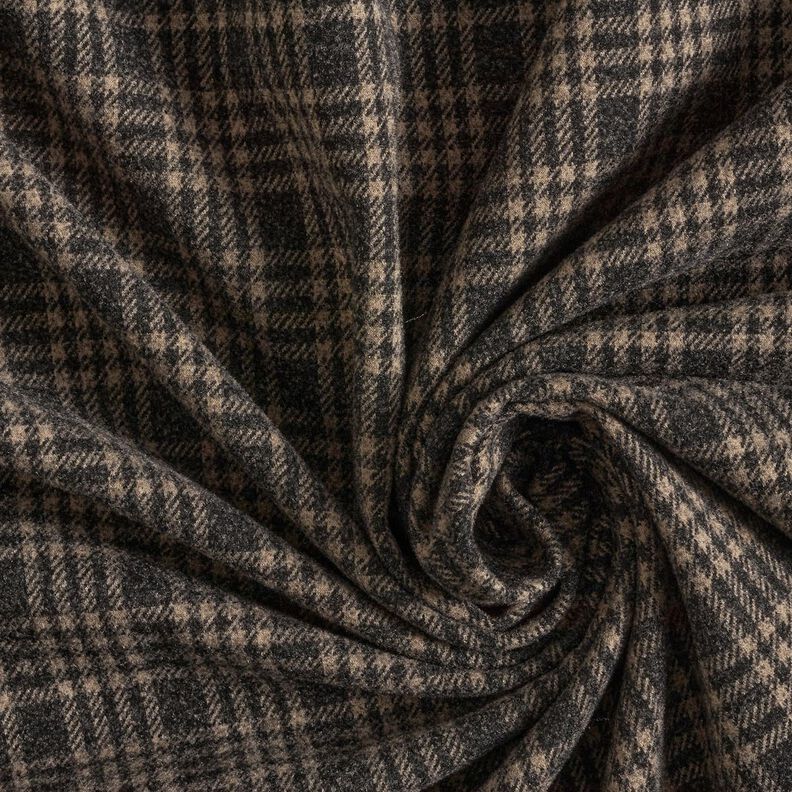 Coating knit stretch check – black/beige,  image number 3