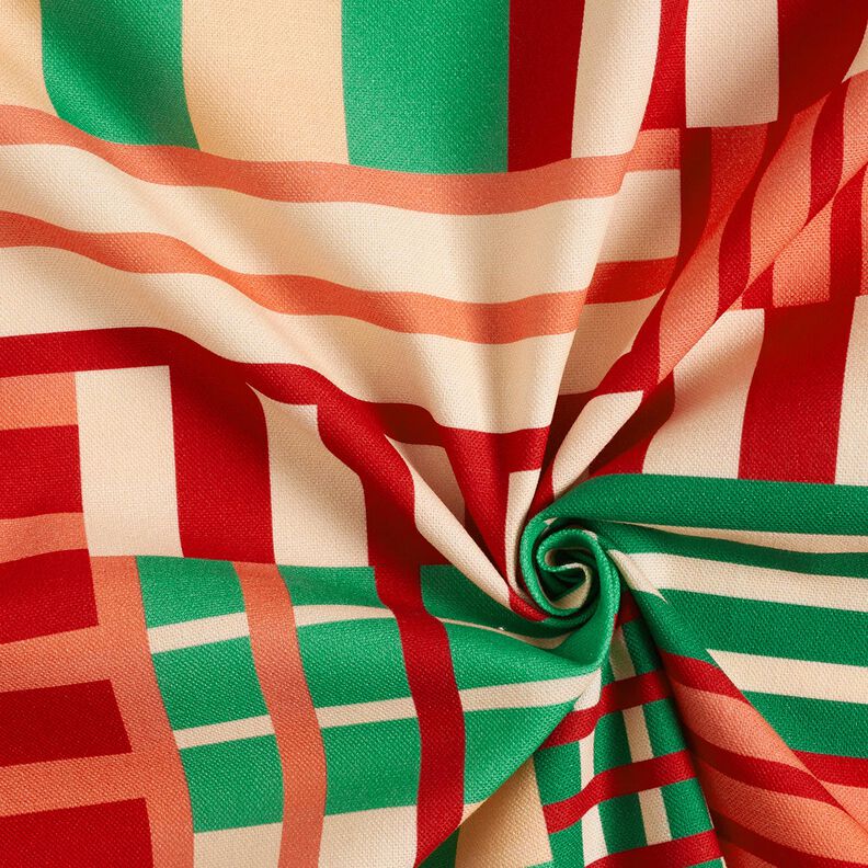 Decor Fabric Half Panama modern shapes – juniper green/dark red, image number 3