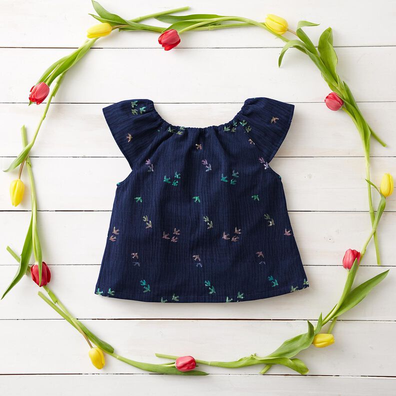 Double Gauze/Muslin Swallows Foil Print | Poppy Fabrics – midnight blue/colour mix,  image number 7