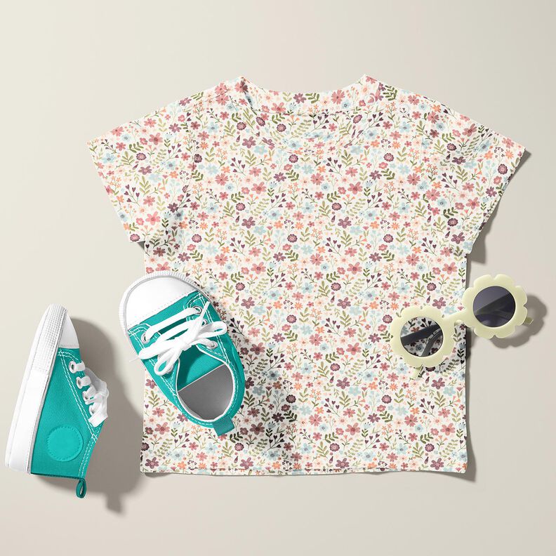 Cotton Jersey Flower Meadow – ivory, image number 5
