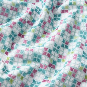 Cotton Poplin oriental tile pattern Digital Print – eucalyptus/grape, 