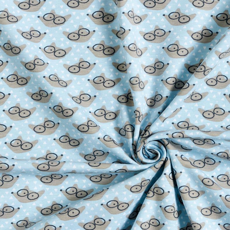 Cotton Jersey Fox with Glasses – baby blue,  image number 3