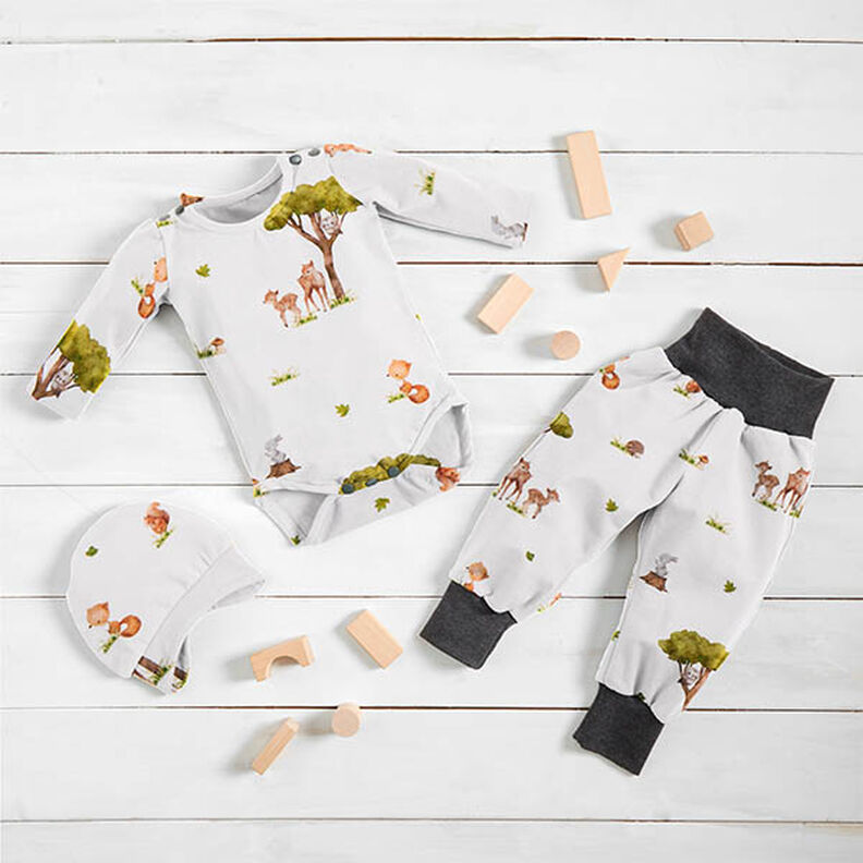 Cotton Jersey Woodland Animals Digital Print – offwhite,  image number 5