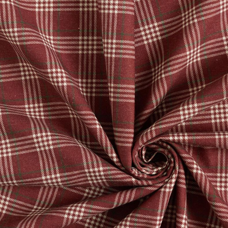 Decor Fabric Half Panama classic check – burgundy/natural, image number 3