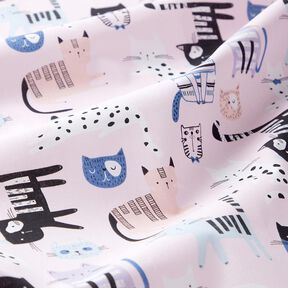 Cotton Cretonne abstract cats – light pink/white, 