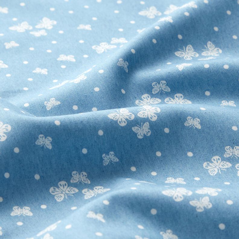 Chambray Dots and butterflies – light blue/offwhite,  image number 2