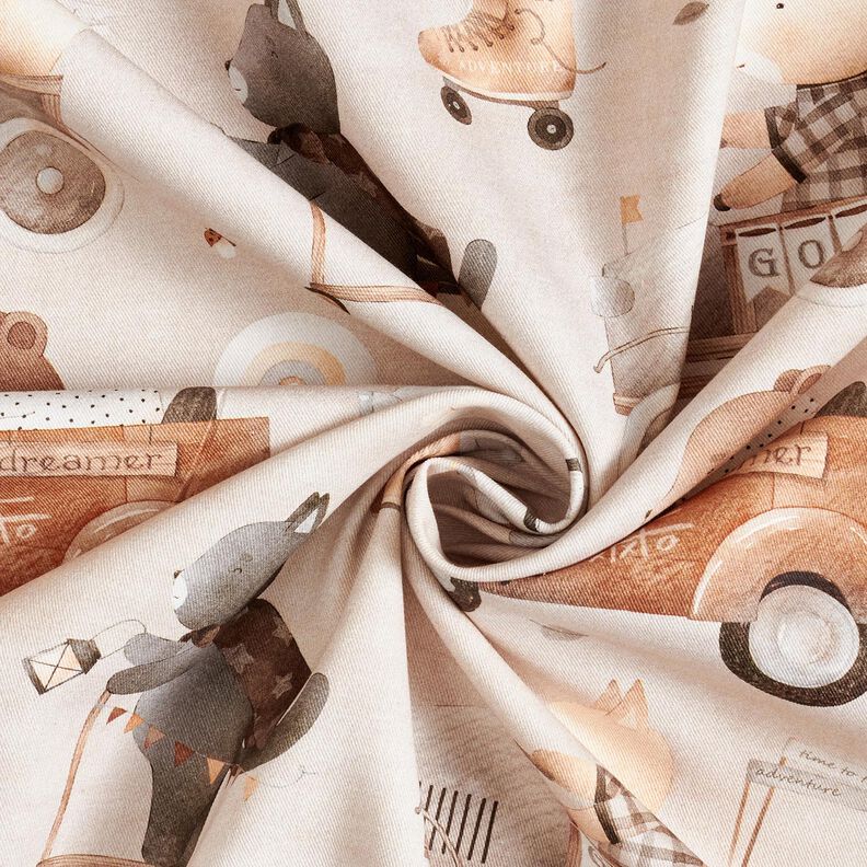 Decor Fabric Cotton Twill retro vehicles Digital Print – almond,  image number 3