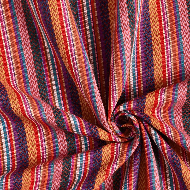 Decor Fabric Jacquard Chevron stripes – carmine/green, image number 3