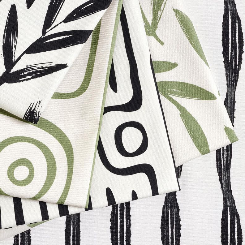 Decor Fabric Half Panama wavy stripes – black/ivory, image number 5