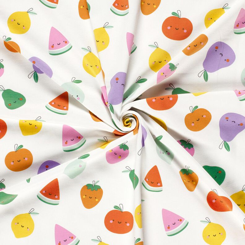 Cotton Jersey happy fruit – offwhite/peach orange,  image number 3