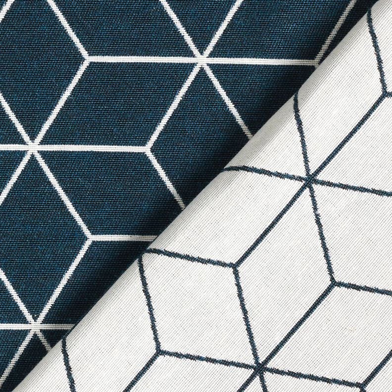 Decor Fabric Jacquard modern cubes – midnight blue/ivory,  image number 4