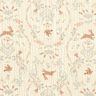Double Gauze/Muslin Bird and rabbit in a flower garden – offwhite,  thumbnail number 1