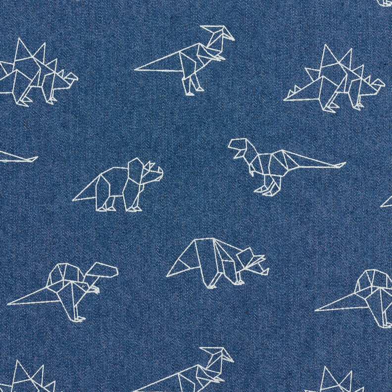 Stretch Denim Origami dinosaurs – denim blue,  image number 1