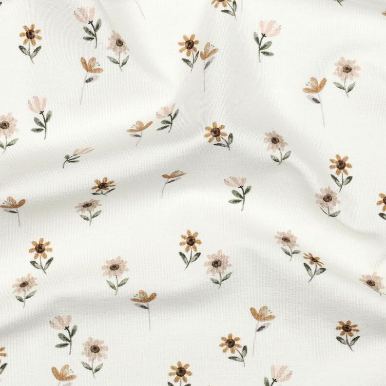 Cotton Jersey Sweet Flowers Digital Print | Poppy Fabrics – ivory/caramel,  image number 2