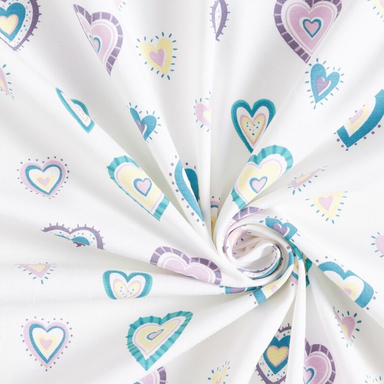 Cotton Jersey colourful hearts – ivory,  image number 3