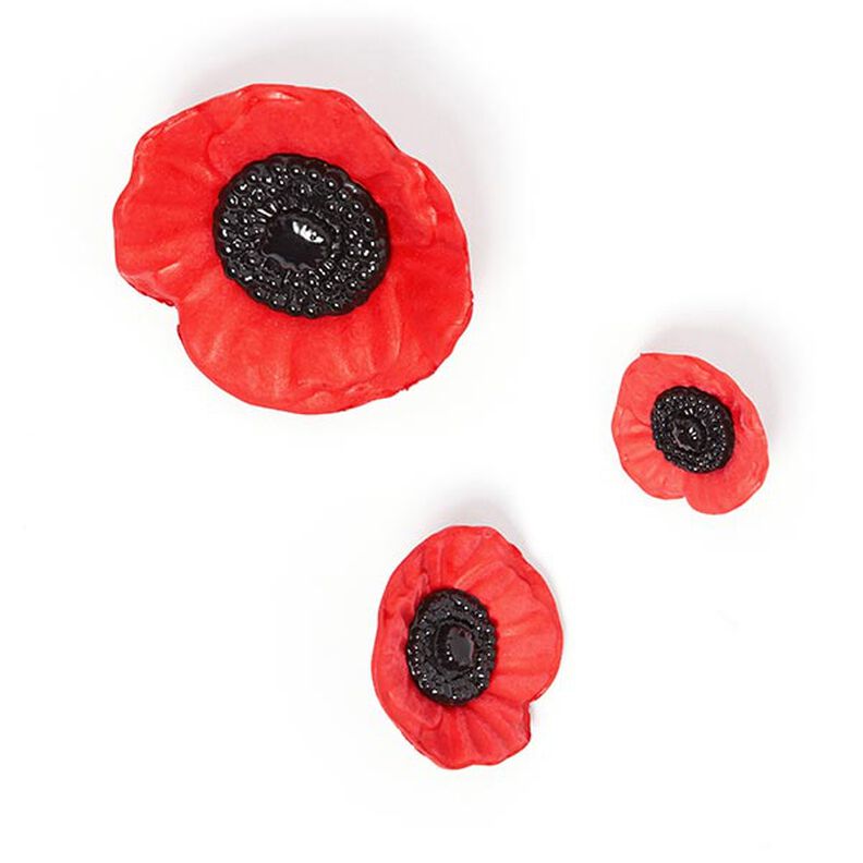 Decorative button Poppy - red,  image number 3