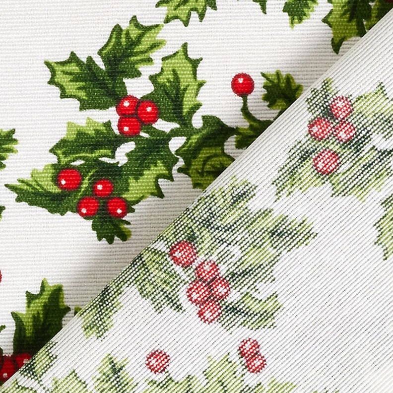 Canvas Decor Fabric Mistletoe Twigs – green/red, image number 4