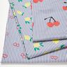 Stretch Poplin Stripes and cherries – white/indigo,  thumbnail number 5