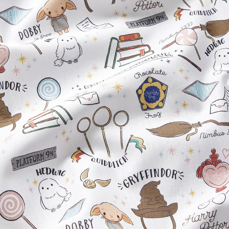 Cotton Poplin sweet Harry Potter world Licensed Fabric – white,  image number 2