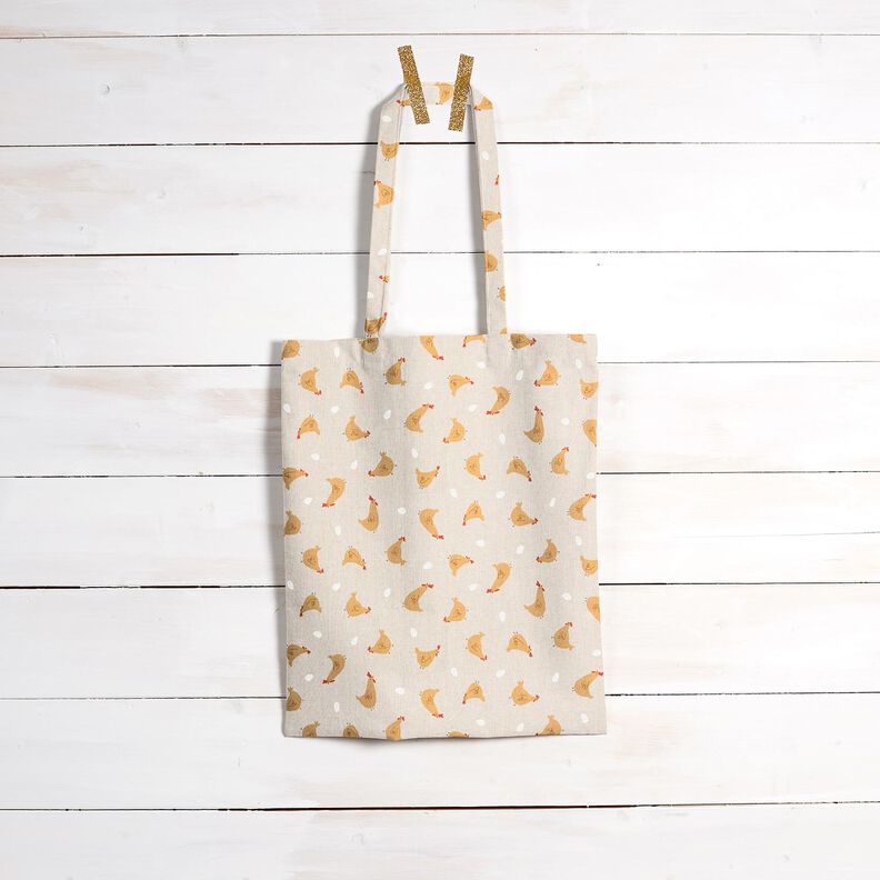Decor Fabric Half Panama small chickens – natural/curry yellow,  image number 8