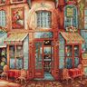 Decorative Panel Tapestry Fabric French bistro – blue/terracotta,  thumbnail number 1