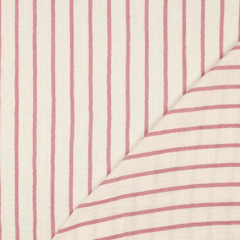 Double Gauze/Muslin yarn-dyed stripes  | Poppy Fabrics – pastel violet/offwhite,  image number 4