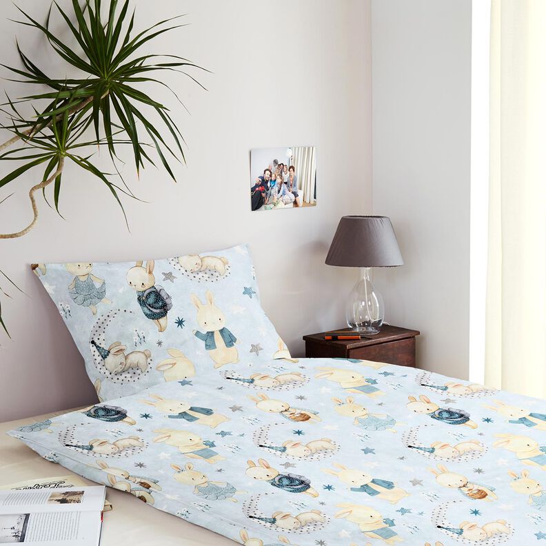 Decor Fabric Cotton Twill Bunny in Dreamland Digital Print – baby blue/denim blue,  image number 6