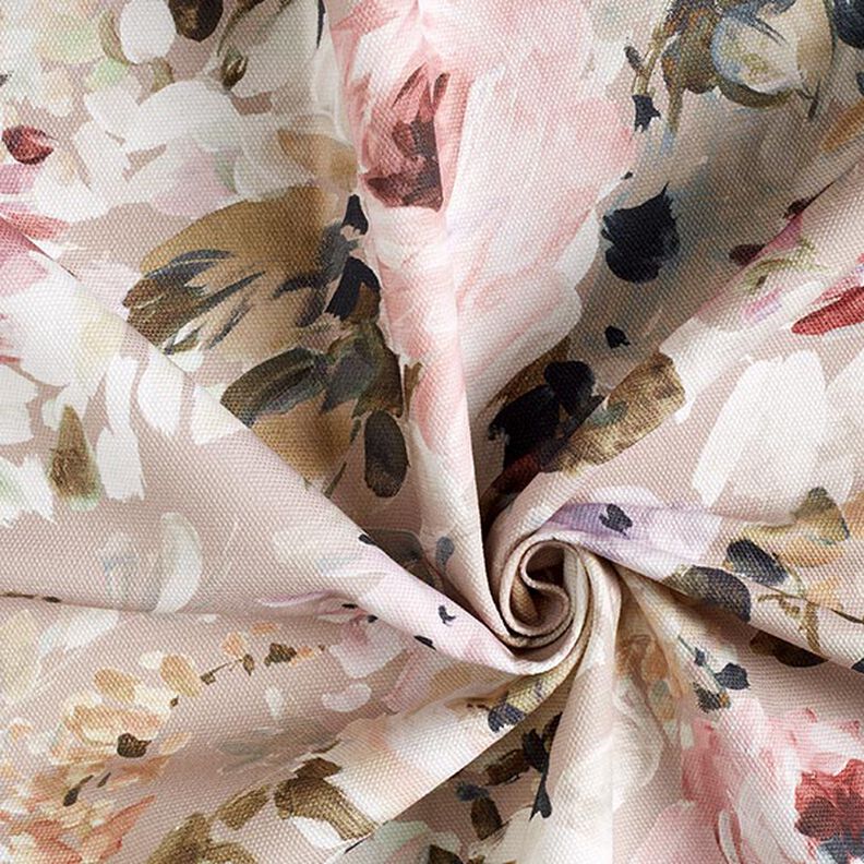 Half-Panama Decor Fabric Floris – beige/pink,  image number 2