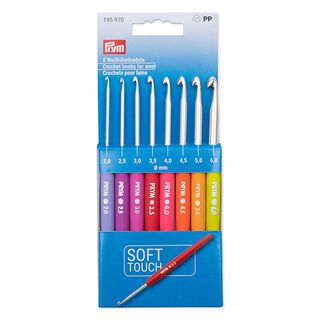 Wool Crochet Hook Set with Soft Handles , 8 pieces [2,0 - 6,0] | Prym, 