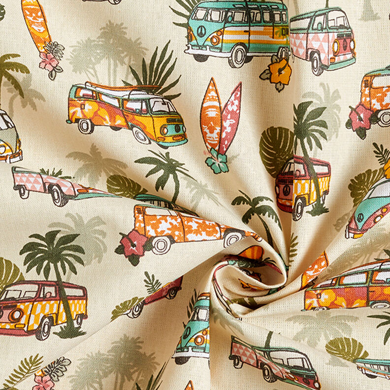 Cotton Cretonne Surfing Road Trip – beige, image number 3