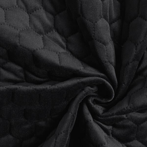 Upholstery Fabric Velvet Honeycomb Quilt – black,  image number 5