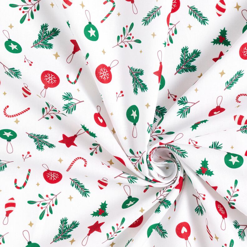 Cotton Cretonne Christmas Decorations – white/green, image number 3