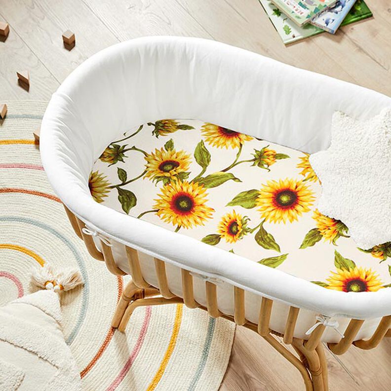 Decorative fabric Canvas Sunflowers – natural/sunglow,  image number 6