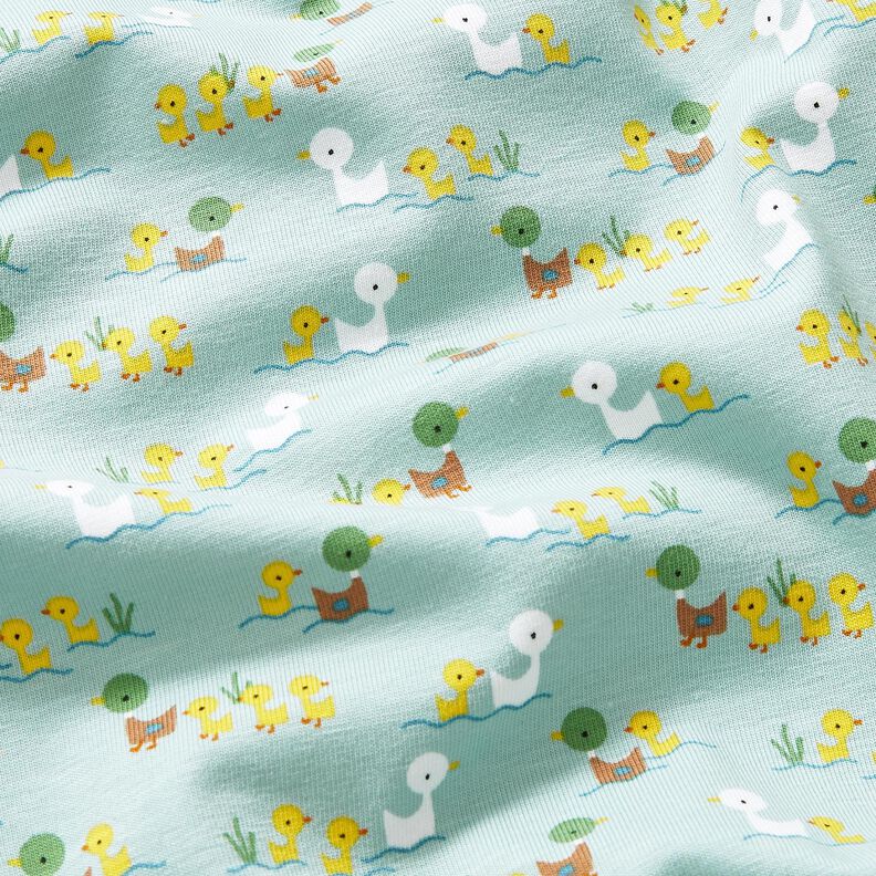 Cotton Jersey Duckling with chicks – light blue,  image number 2