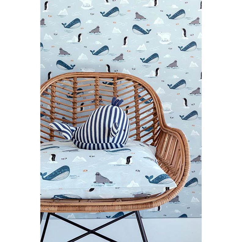 Decor Fabric Half Panama Animals in the Ice – baby blue/white, image number 6