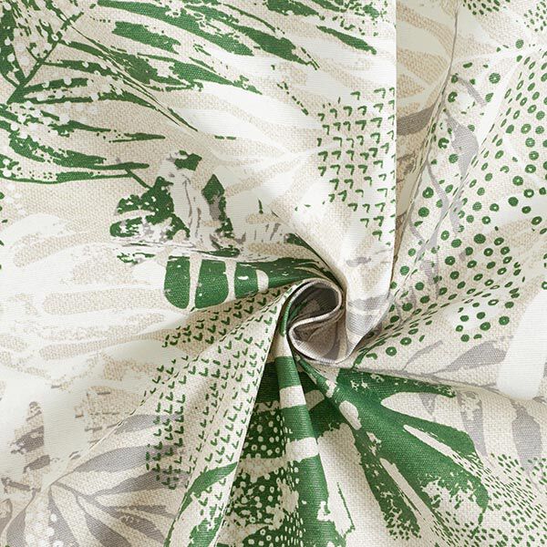 Exotic leaves coated cotton – natural/green,  image number 3
